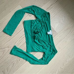 Turquoise Ribbed Long Sleeve Cropped Top